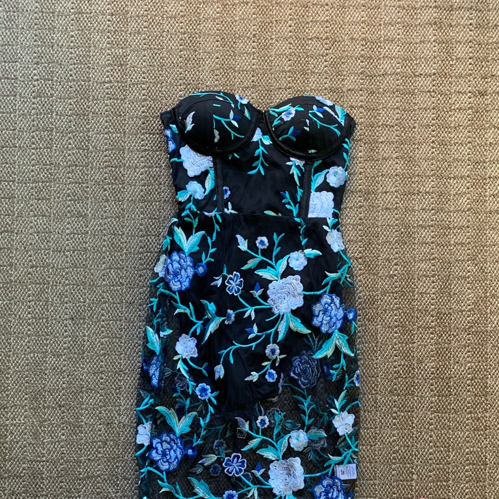 By the way. Embroidered floral midi dress